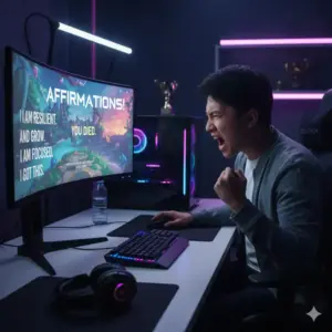 quick affirmations during respawns to build gaming resilience